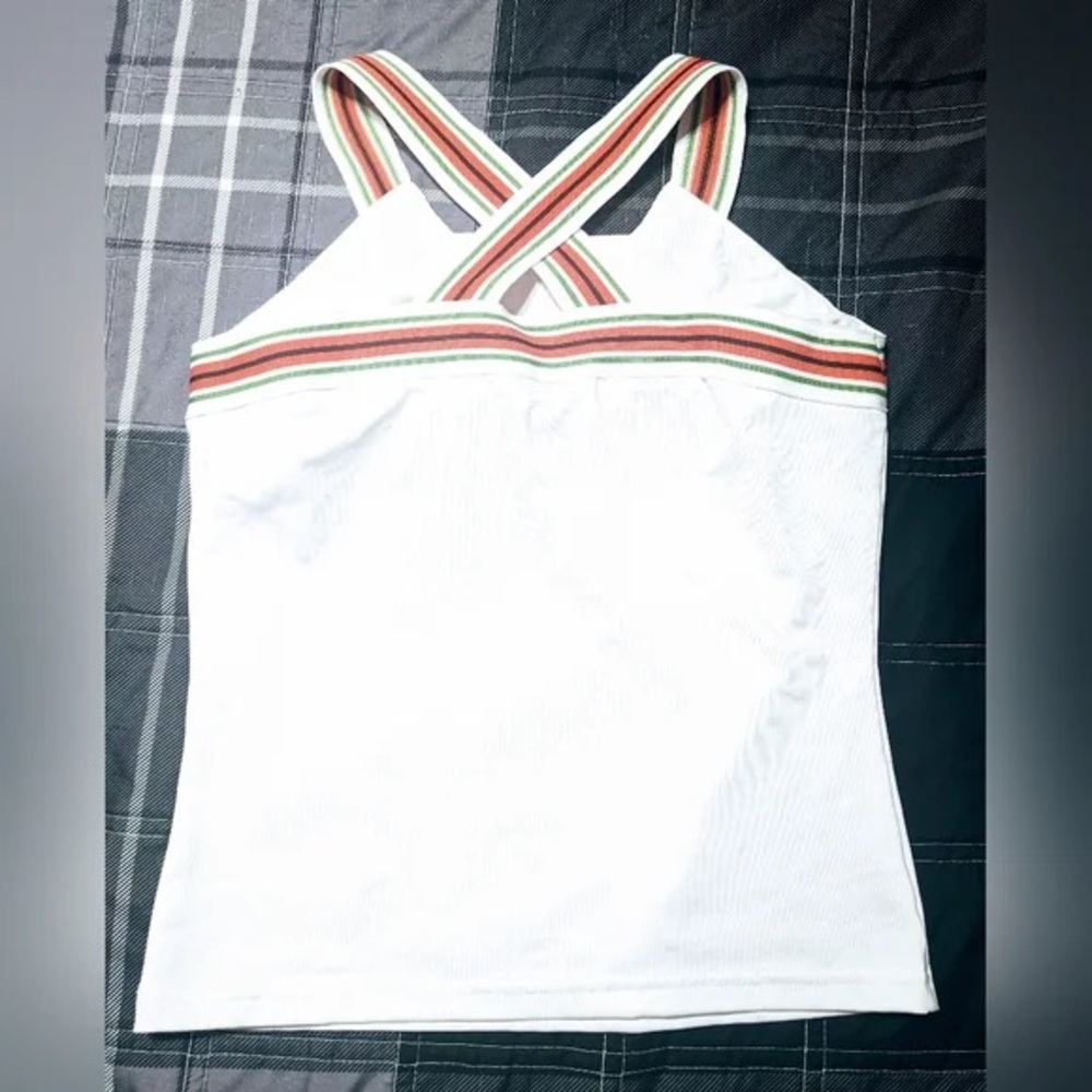 Athleta White Camisole with Striped Straps